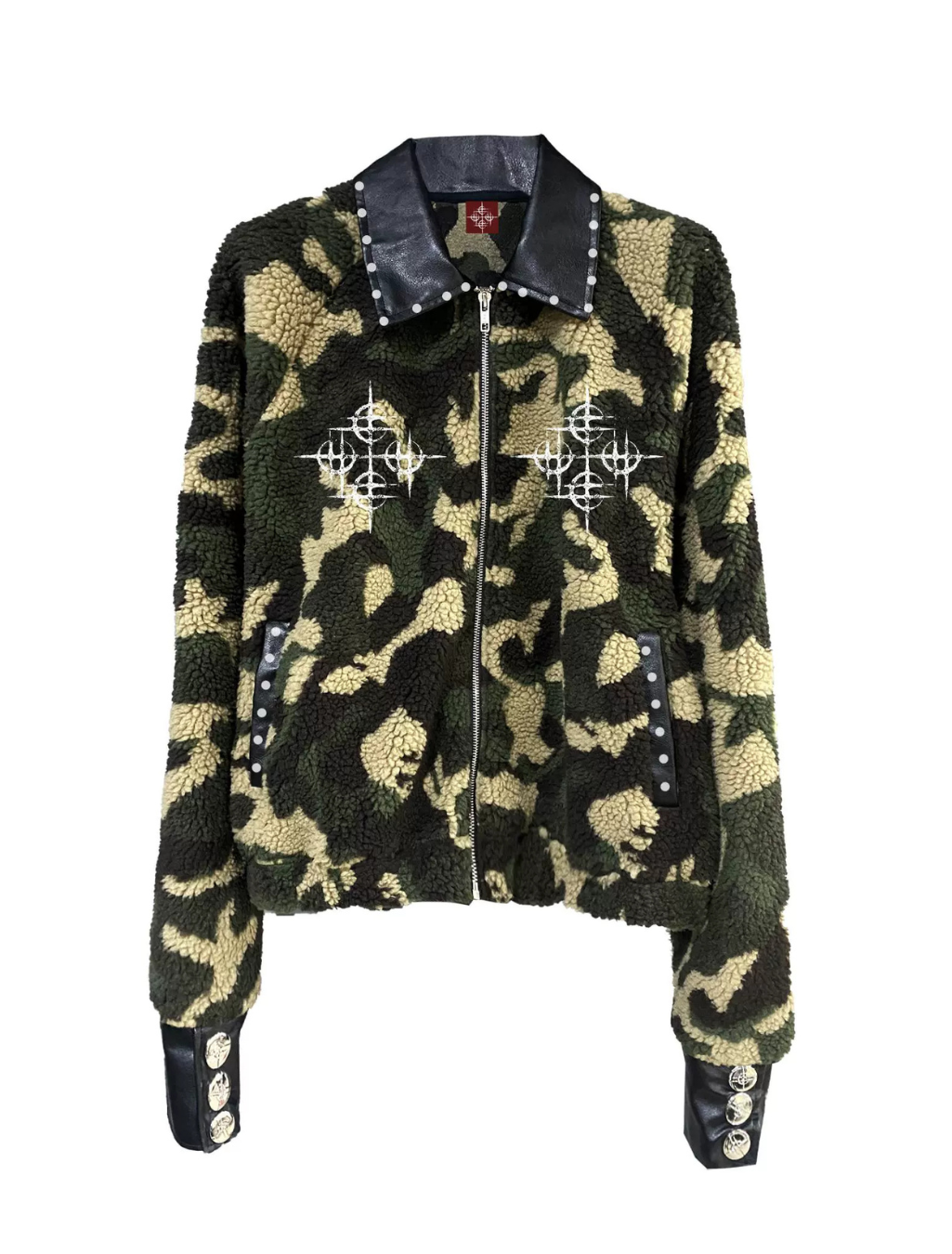 Camouflage Leather Studded Jacket
