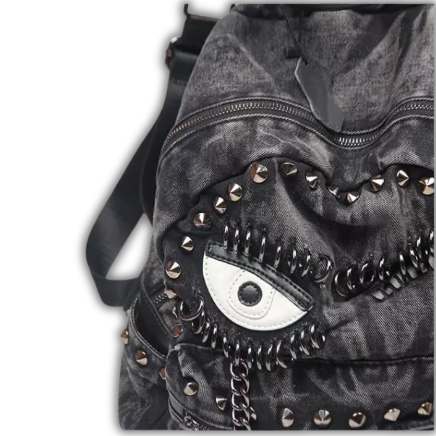 Rivet Denim Leather Backpack