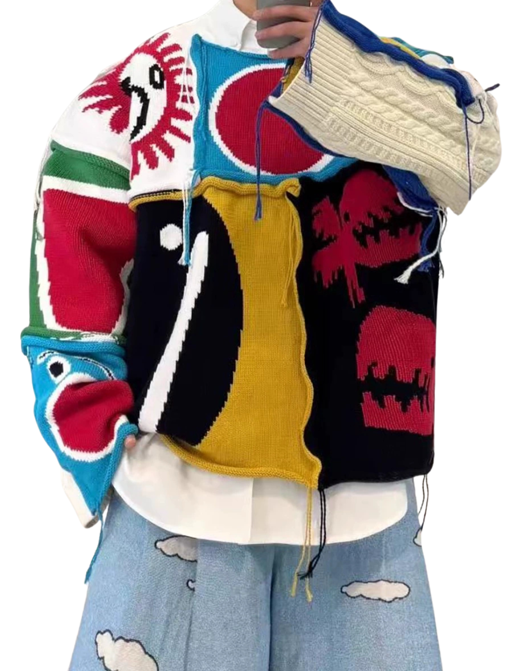 Contrast Stitch Knit Sweater