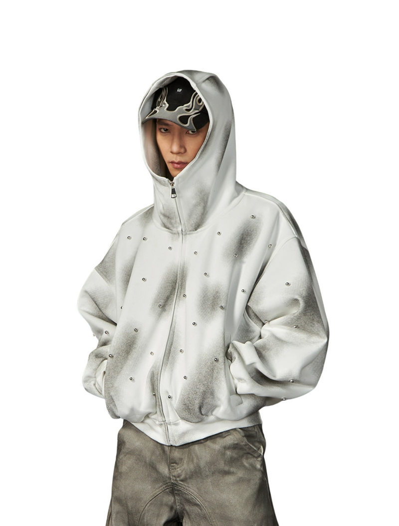 Pearl Spray-Dyed Zip Hoodie