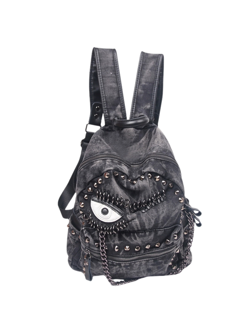 Rivet Denim Leather Backpack