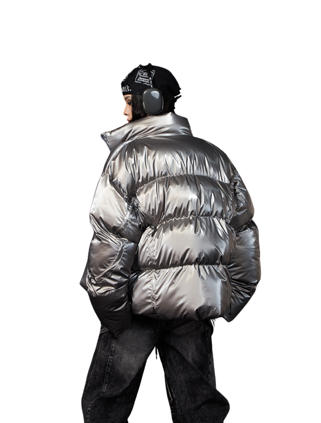 Metallic Stand Collar Padded Dawn Jacket