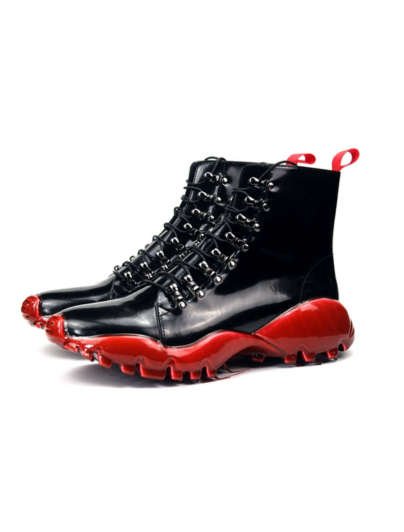 Black Patent Martin Boots w/ Red Sole