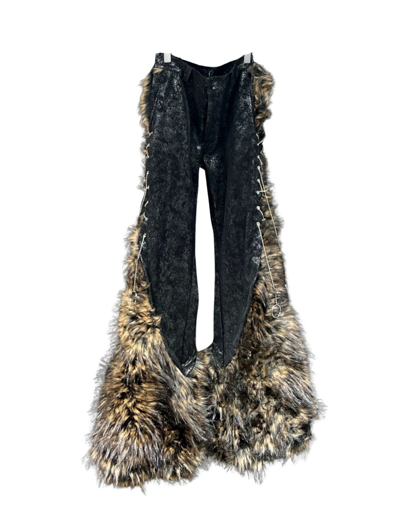 Leopard Chain Leather Pants