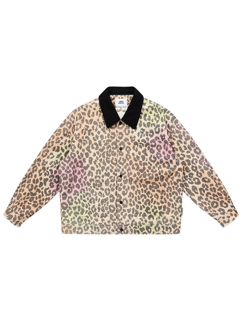 Brown Leopard Print Wash Jacket Unisex