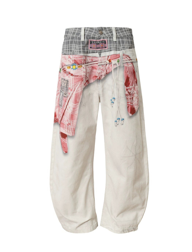 Ethnic Print Denim Pants