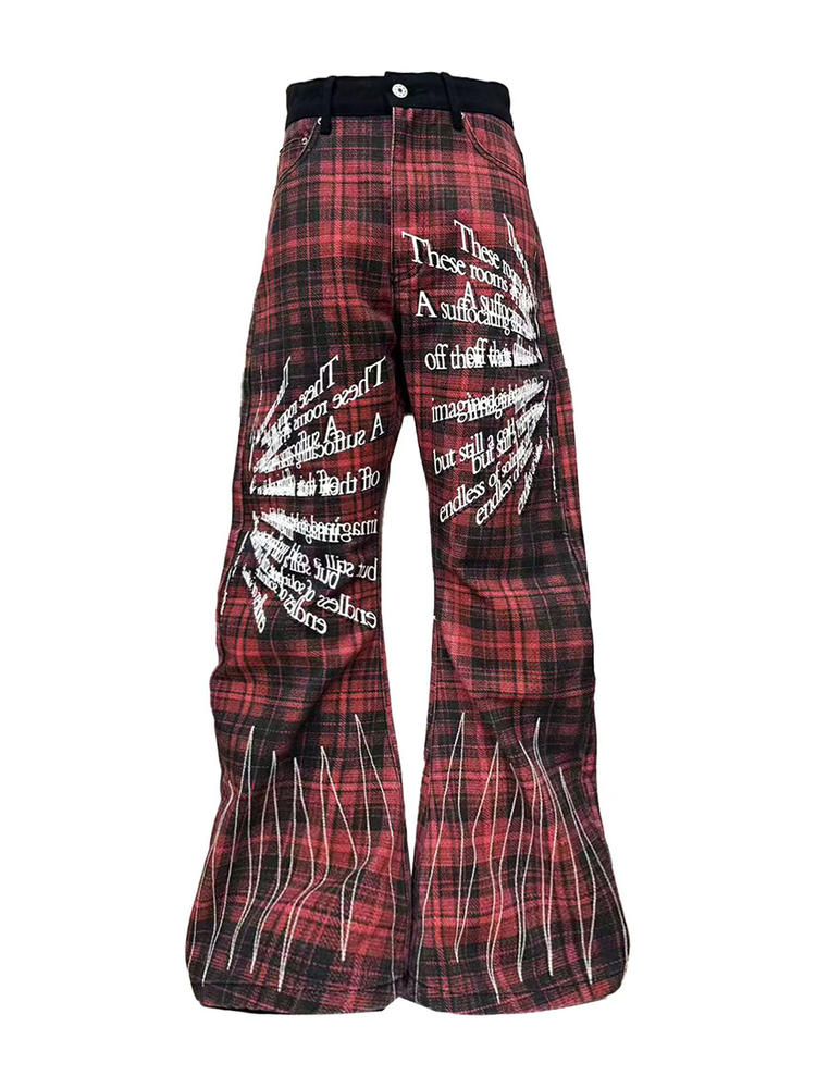 Red Plaid Punk Jeans