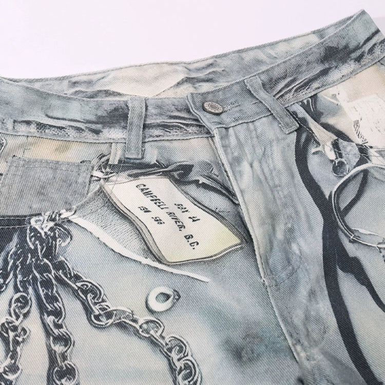 Graffiti Wide-Leg Jeans