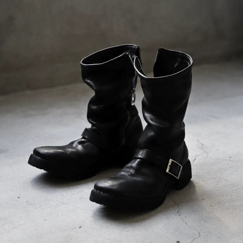 Black Vintage Leather Martin Boots