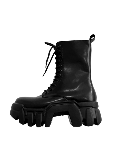 High-Cut Leather Tank Boots