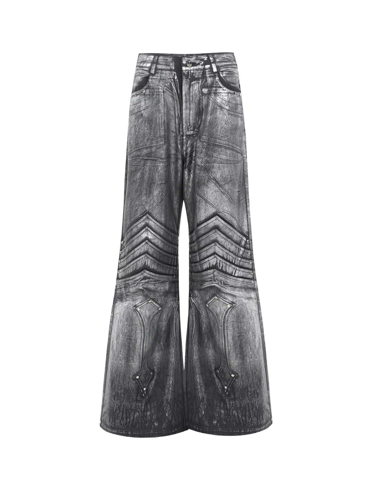 Silver Coating Wide-Leg Jeans