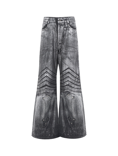 Silver Coating Wide-Leg Jeans