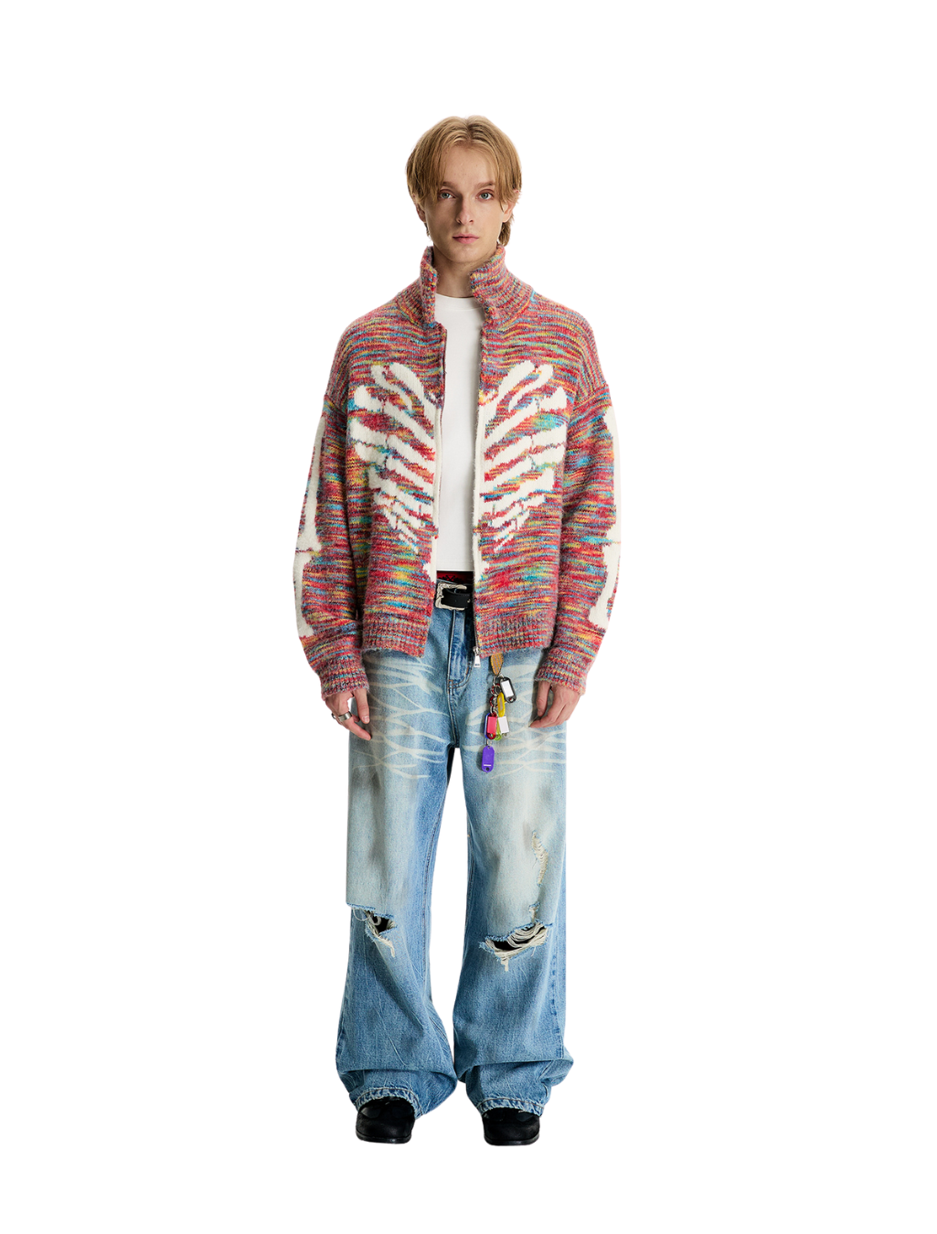 Candy Color Skeleton Knit Sweater Unisex