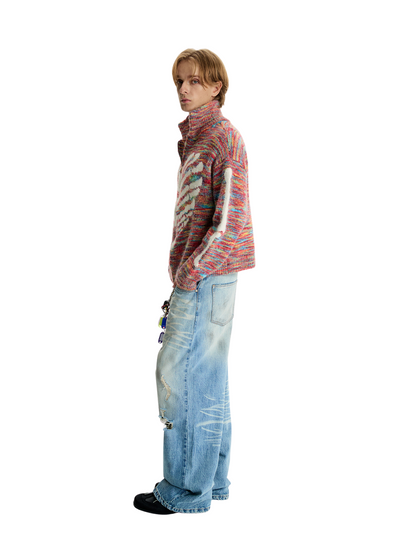 Candy Color Skeleton Knit Sweater Unisex