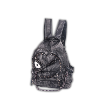 Rivet Denim Leather Backpack