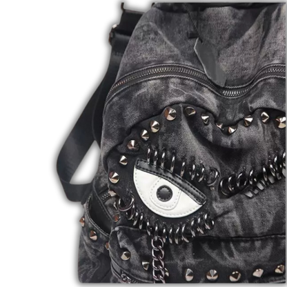 Rivet Denim Leather Backpack