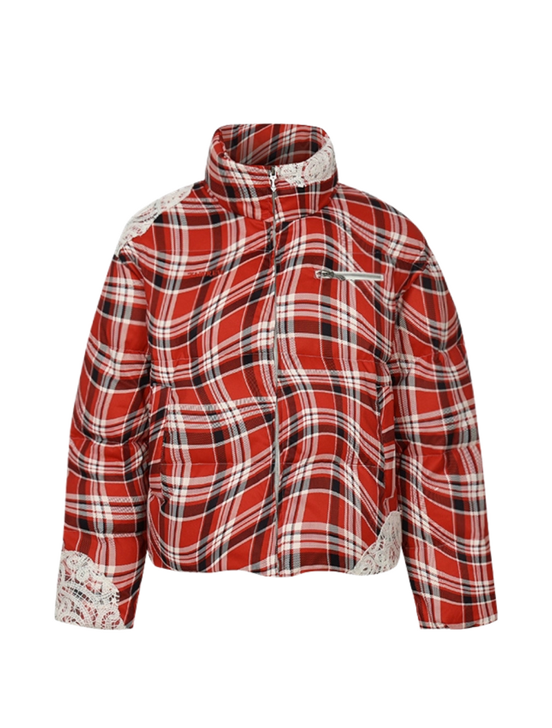 Plaid Stand Collar Dawn Jacket