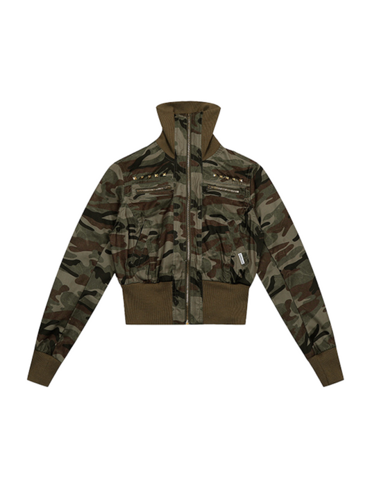 Camouflage Rivet Short Jacket