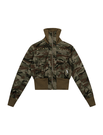 Camouflage Rivet Short Jacket