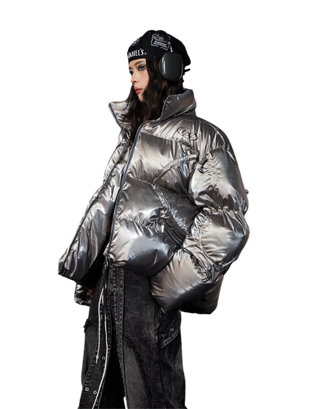 Metallic Stand Collar Padded Dawn Jacket