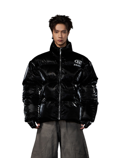 Metallic Stand Collar Padded Dawn Jacket