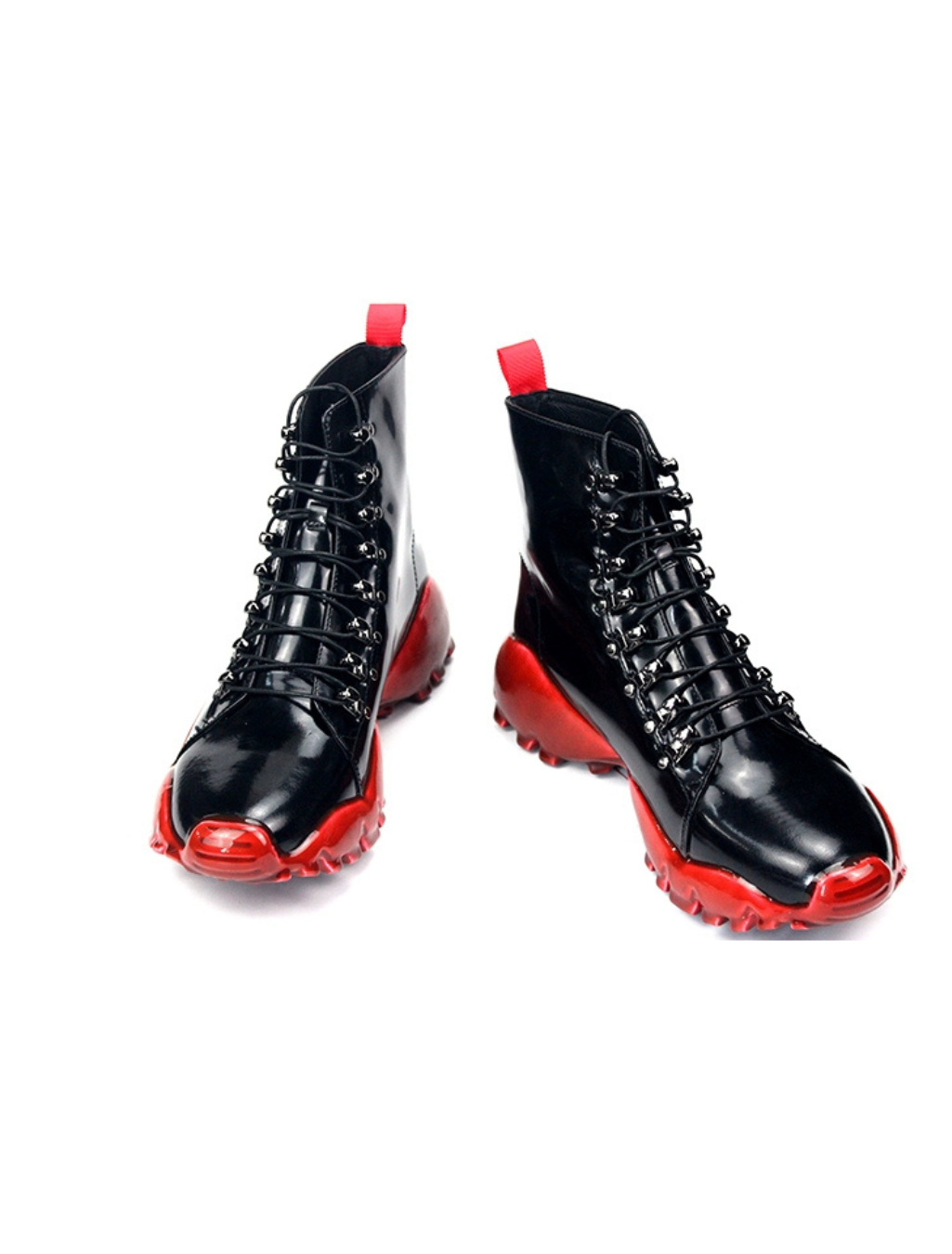 Black Patent Martin Boots w/ Red Sole