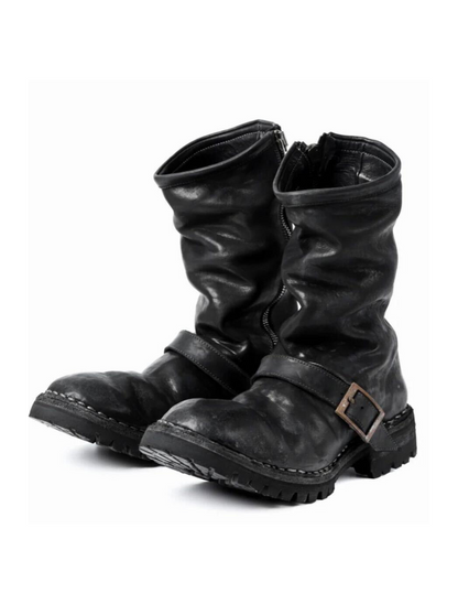 Black Vintage Leather Martin Boots