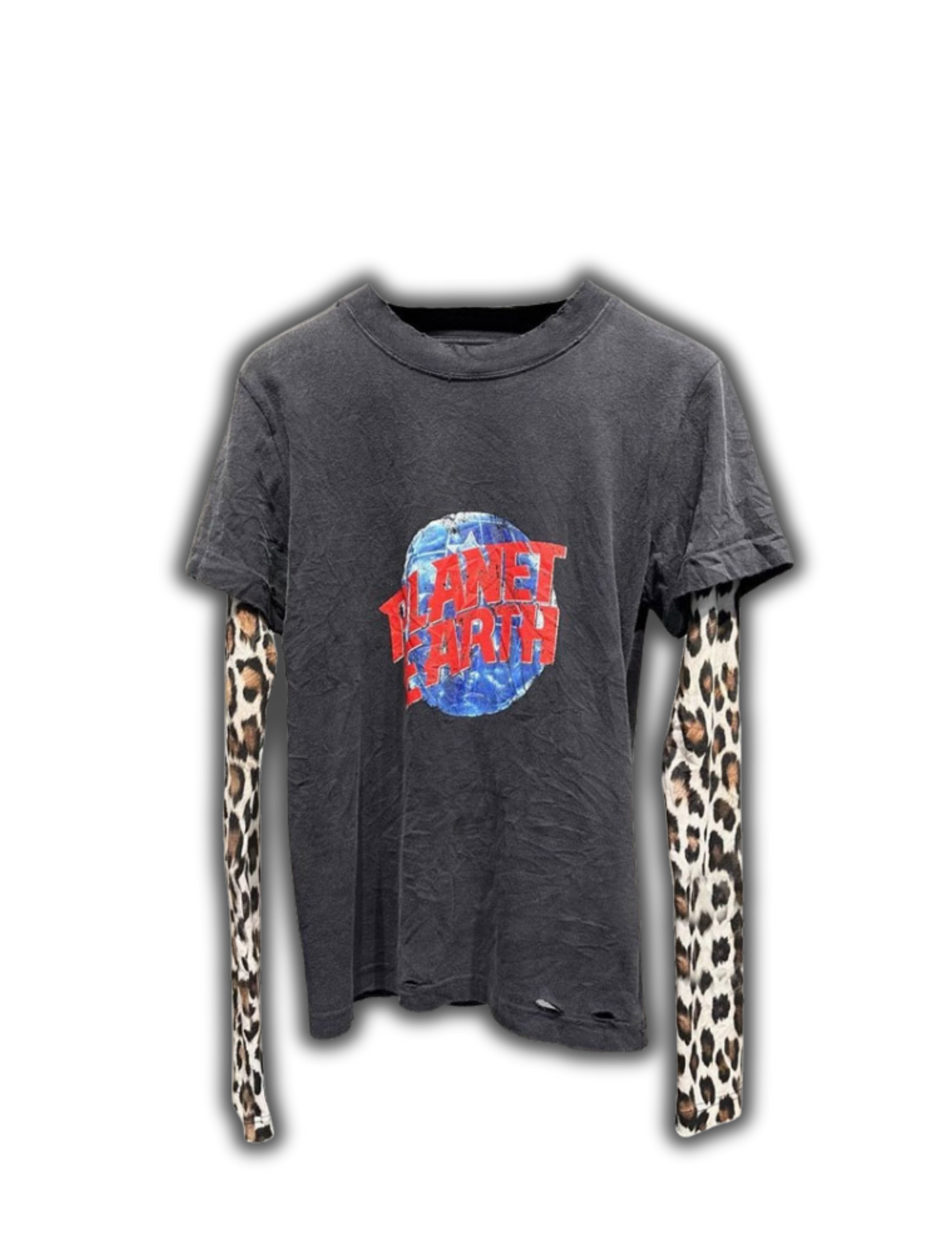 Leopard Splicing Print Long-Sleeve Tee