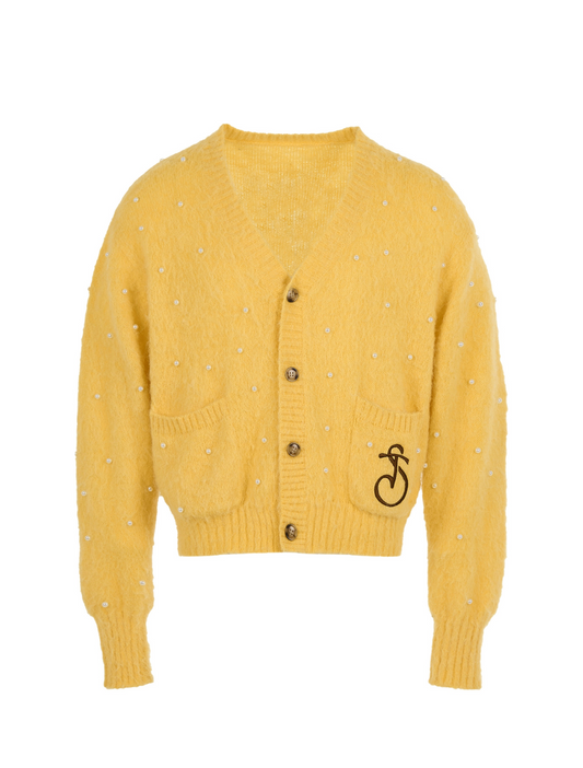 Tricolor Knit Cardigan yellow / brown / pink/