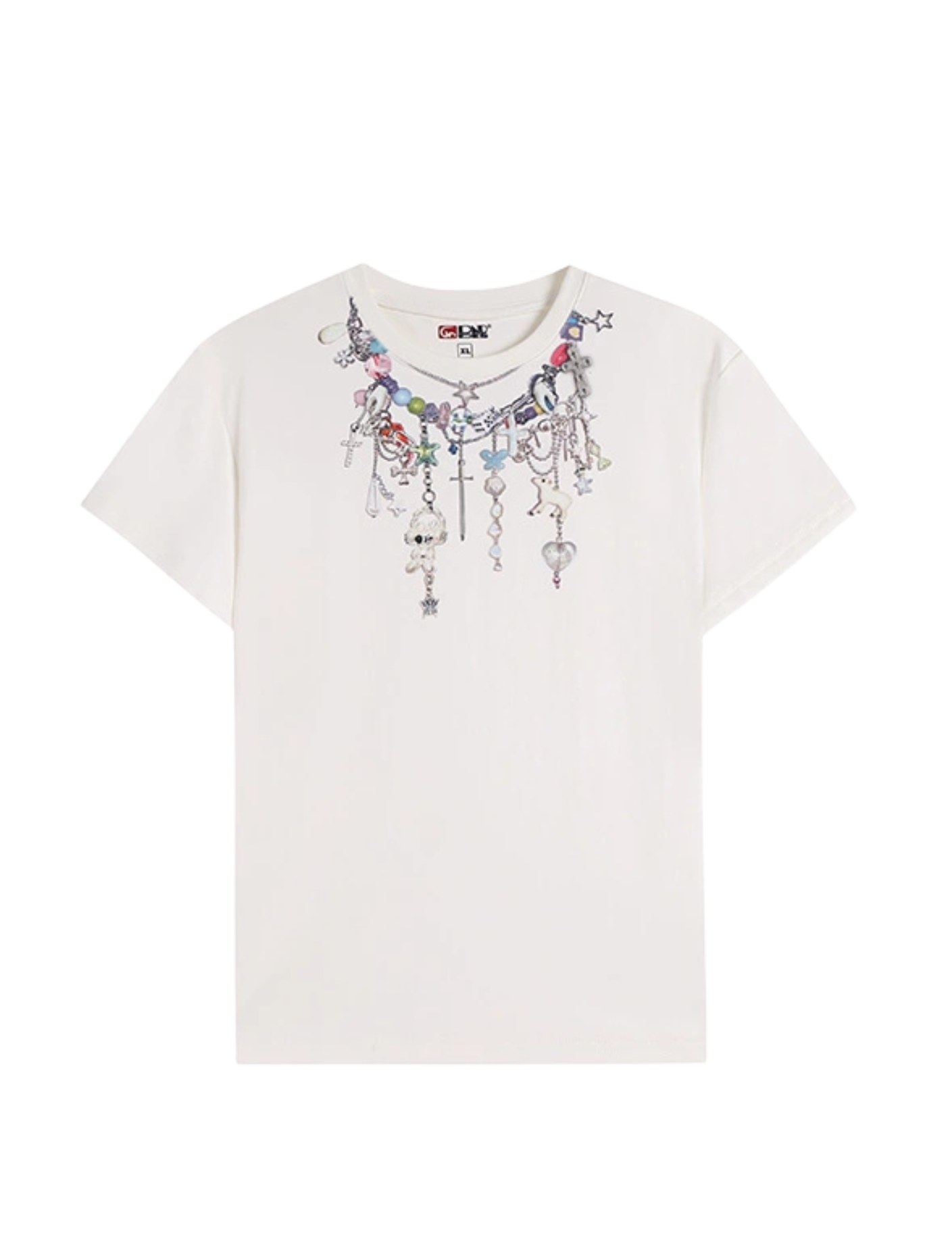 Cartoon Chain Print Slim T-Shirt