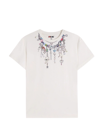 Cartoon Chain Print Slim T-Shirt