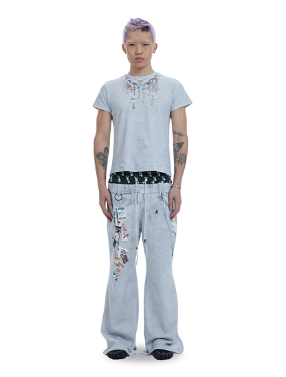 Cartoon Chain Print Slim T-Shirt