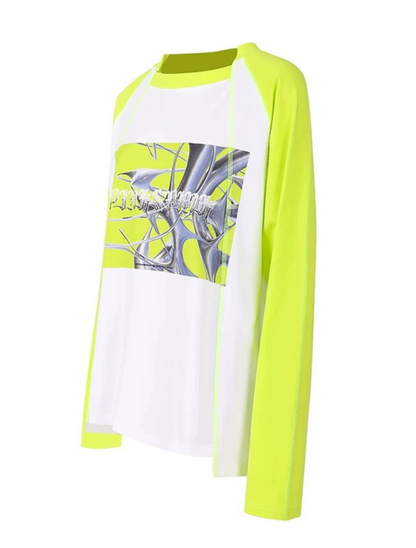 Futuristic Print Raglan T-Shirt