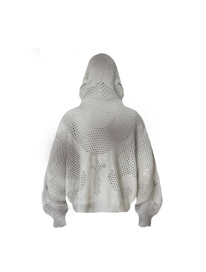 Cut-Out Knit Hooded