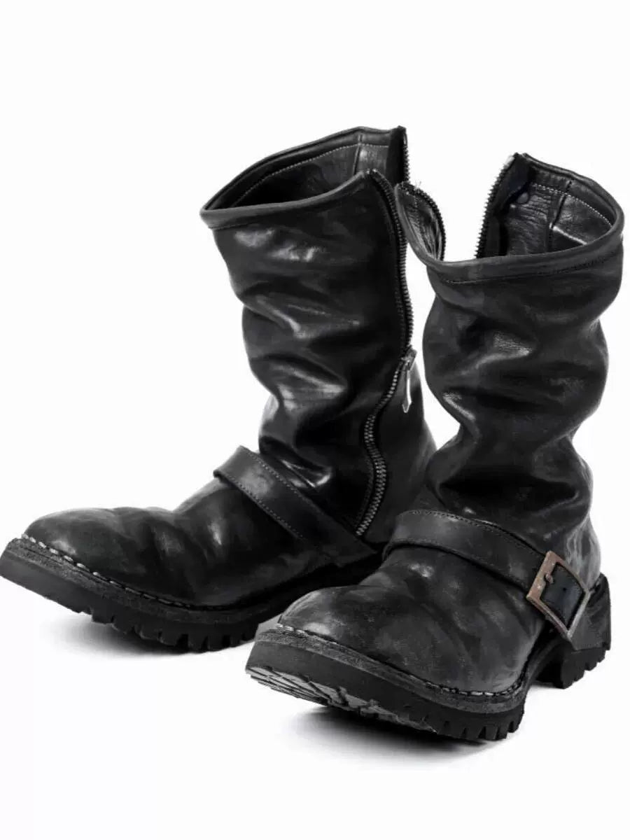 Black Vintage Leather Martin Boots