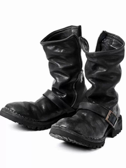 Black Vintage Leather Martin Boots