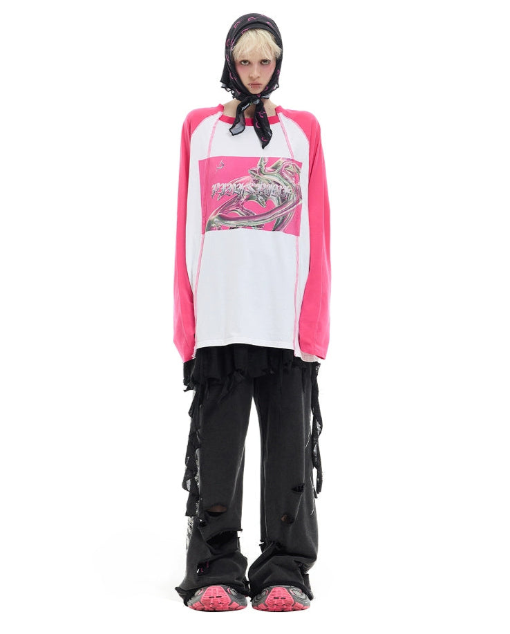 Futuristic Print Raglan T-Shirt