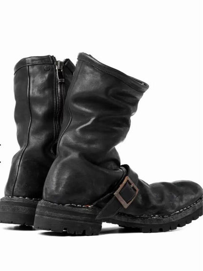 Black Vintage Leather Martin Boots