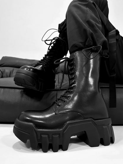 High-Cut Leather Tank Boots