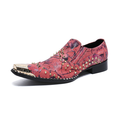 Pink Rivet Square Toe Leather Boots