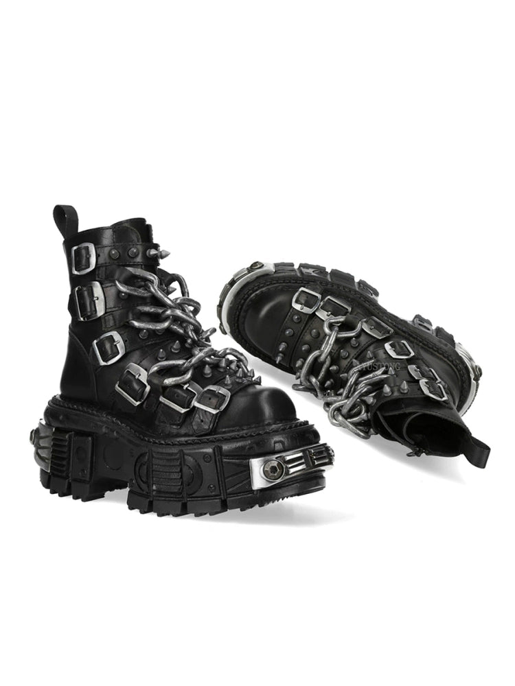 Black Chain Platform Punk Boots Unisex