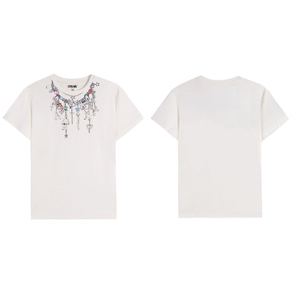 Cartoon Chain Print Slim T-Shirt