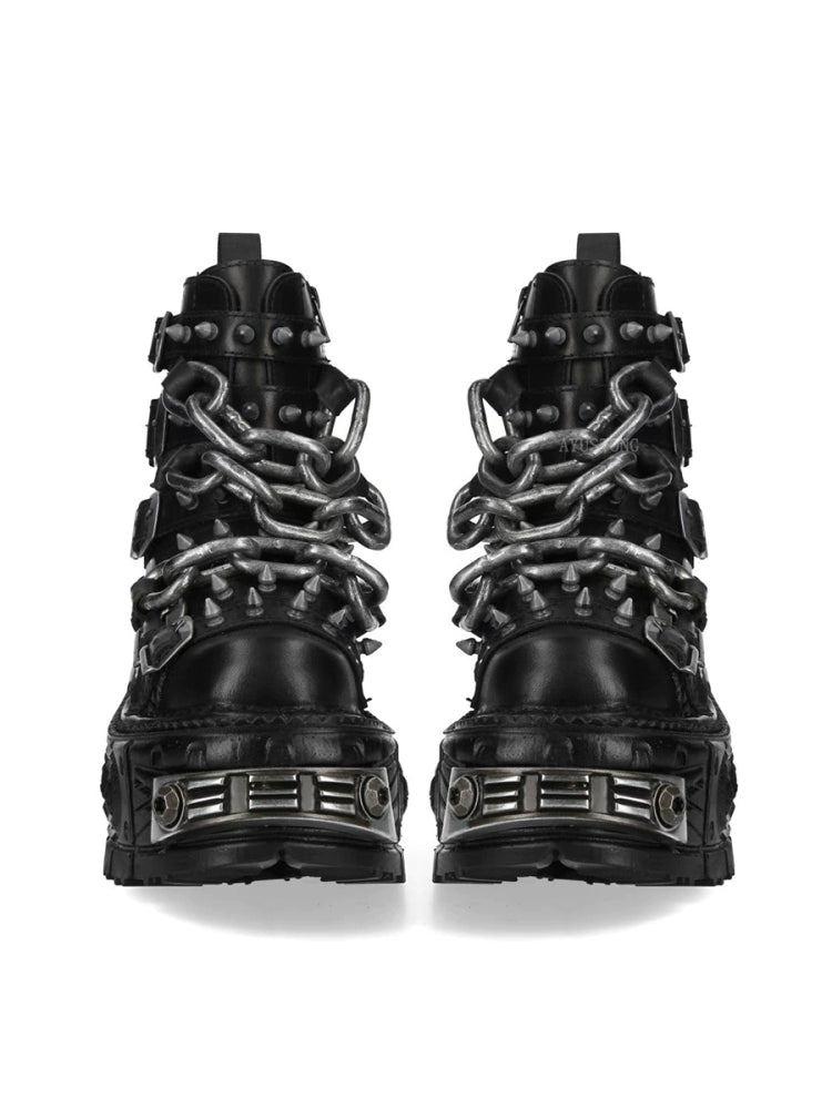 Black Chain Platform Punk Boots Unisex