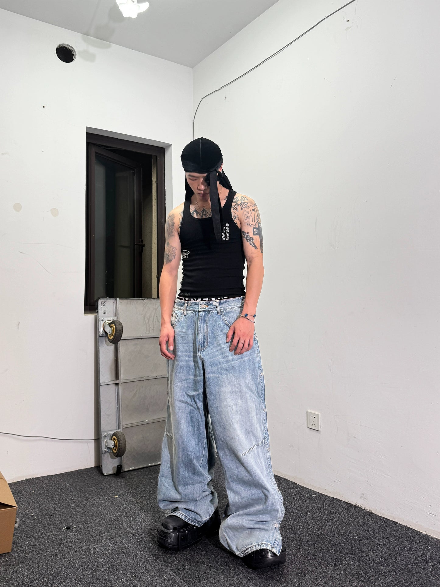Washed Blue Denim Pants