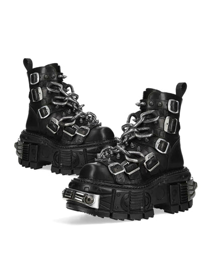 Black Chain Platform Punk Boots Unisex