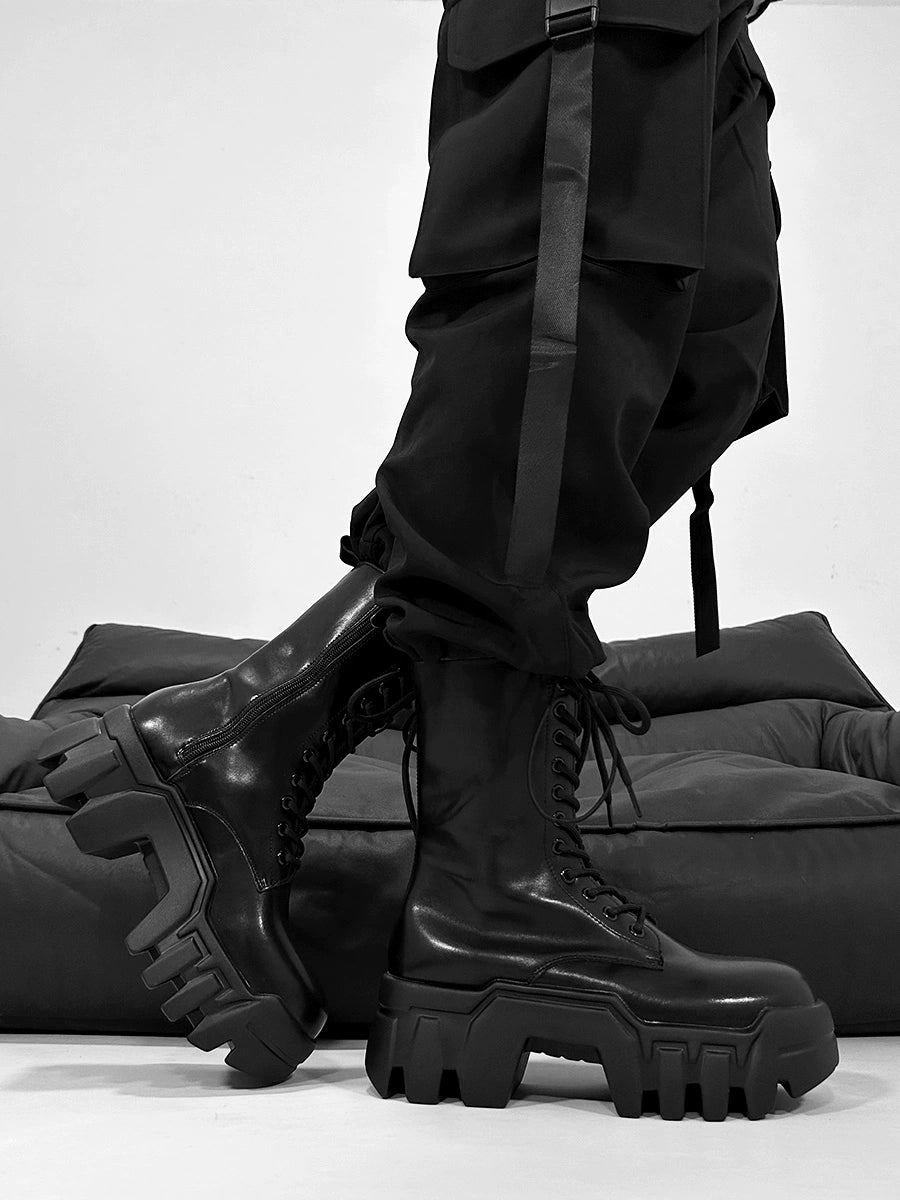 High-Cut Leather Tank Boots
