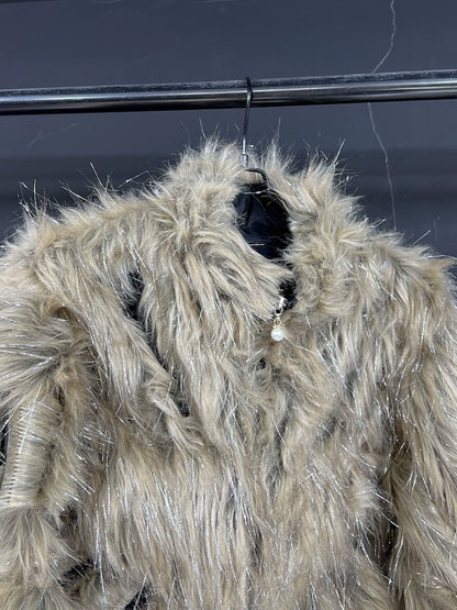 Brown Vintage Faux Fur Lapel Jacket Unisex
