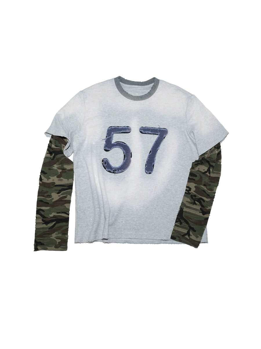 Vintage Camouflage Washed Patchwork Long Sleeve T-Shirt