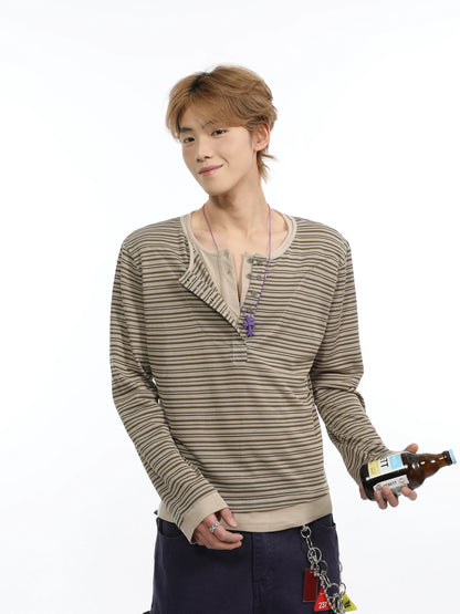 Fake Two-Piece Stripe T-Shirt
