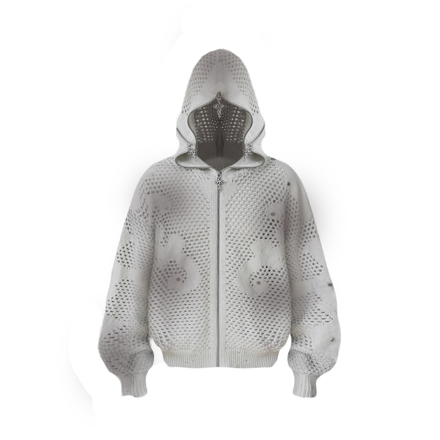 Cut-Out Knit Hooded